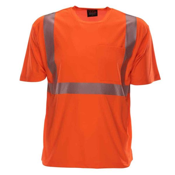 Reflective Tape T shirt with Pocket in Safety Orange