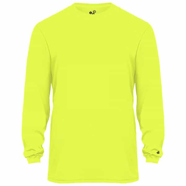 Badger Long Sleeve Dry Fit Performance Safety Green Shirt