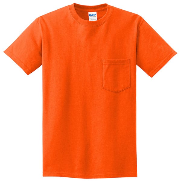 Gildan Safety Orange Pocket Shirt
