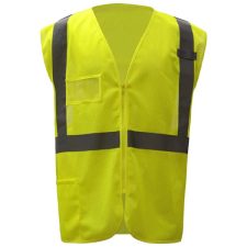 Safety Green Vest With ID Pocket And Zipper