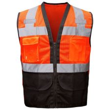 GSS Premium Heavy Duty Vest In HiVis Red With IPad Pocket