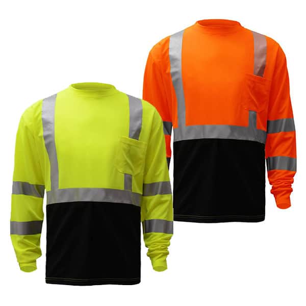 Class 3 Black Bottom Long Sleeve Safety Shirt | National Safety Gear