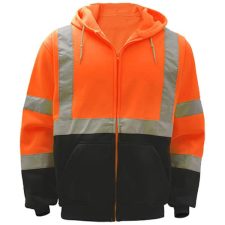 Safety Orange Full Zip Hooded Sweatshirt