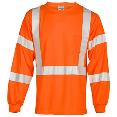 Kishigo Class 3 Long Sleeve Safety Orange Shirt