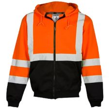 Safety Orange Full Zip Hooded Sweatshirt From Kishigo