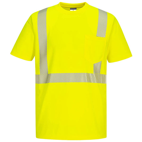 Safety green shirt with segmented tape for comfort